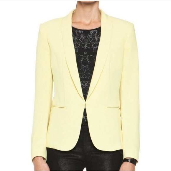 RAG & BONE Sliver Tuxedo Jacket Chartreuse Yellow Blazer Pockets Sz 10 - Picture 1 of 16
